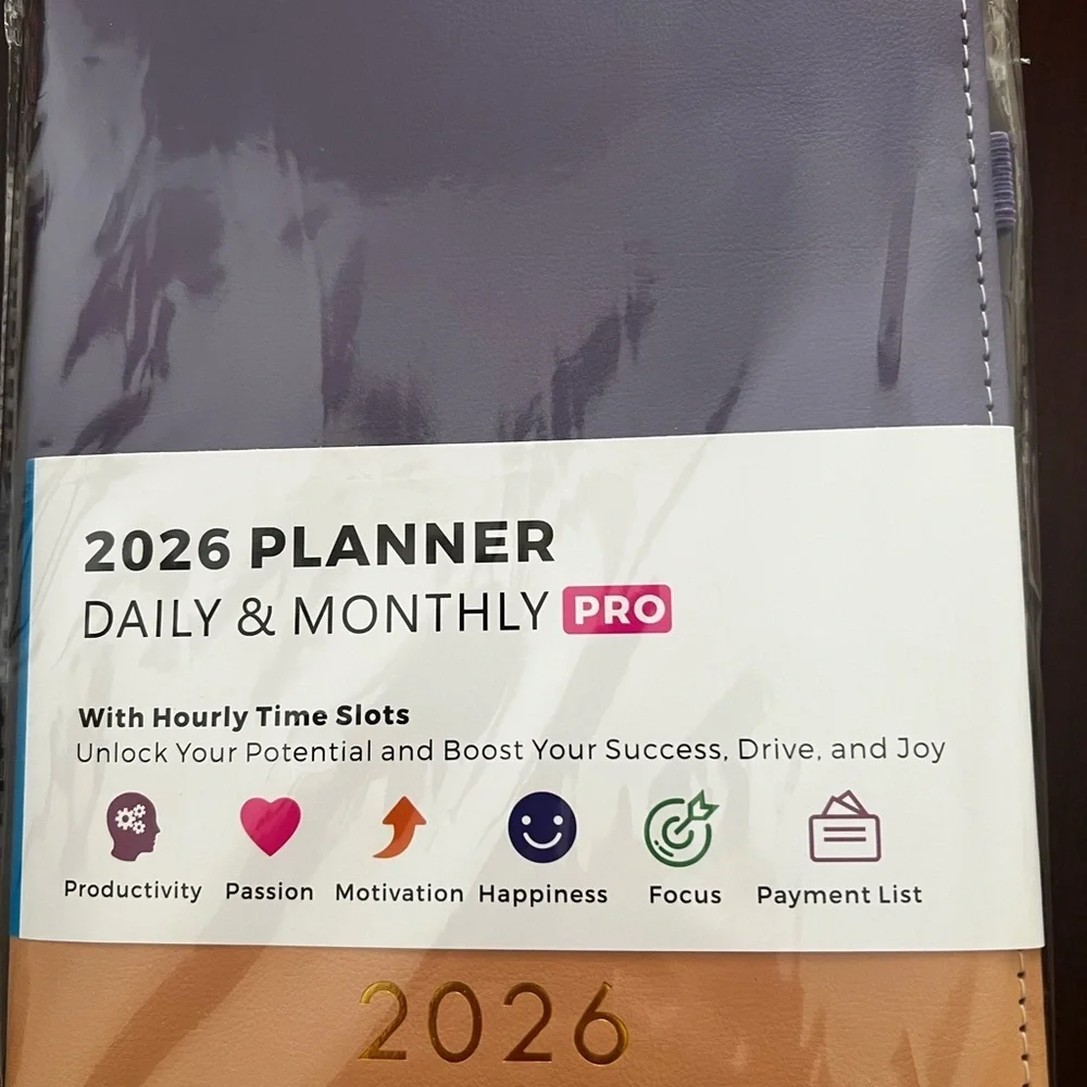 PLANNER 2026 DAILY/MONTHLY PLANNER PURPLE & TAN BRAND NEW FOUND ONE I LIKED MORE